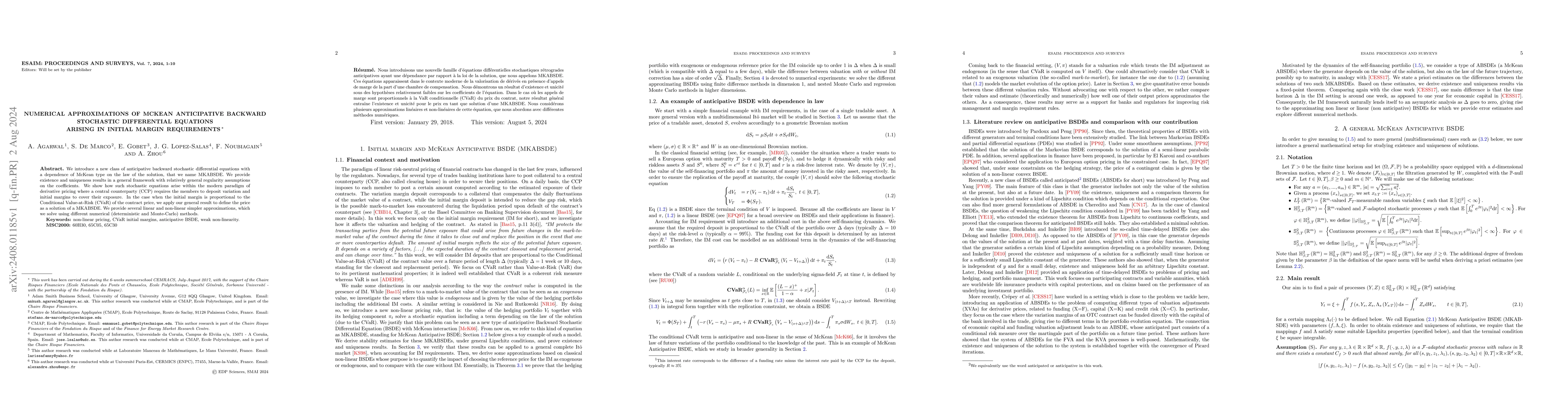 Thumbnail for Numerical approximations of McKean Anticipative Backward Stochastic
  Differential Equations arising in Initial Margin requirements