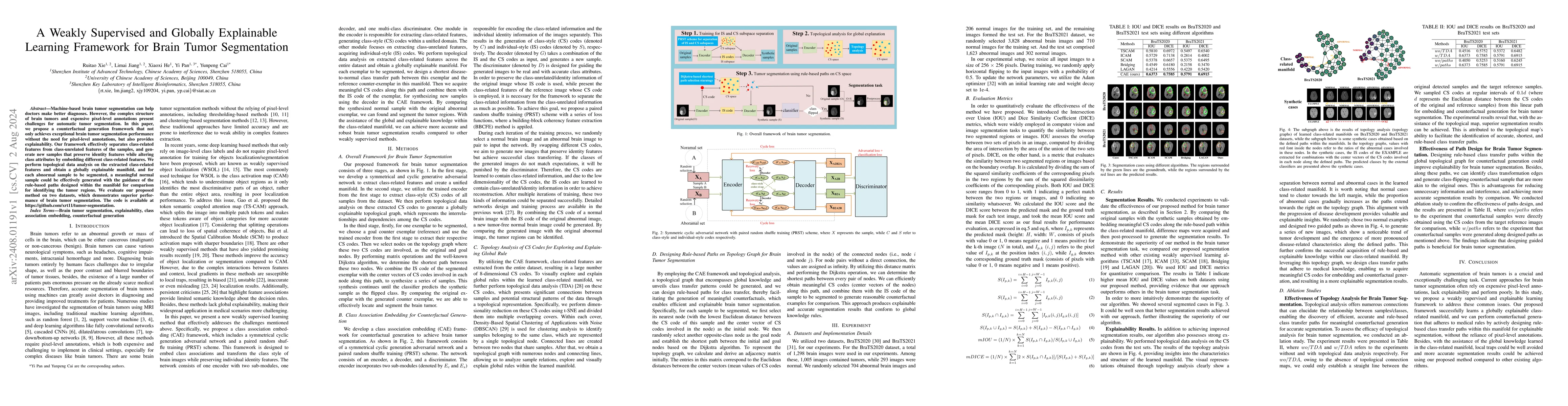 Thumbnail for A Weakly Supervised and Globally Explainable Learning Framework for
  Brain Tumor Segmentation