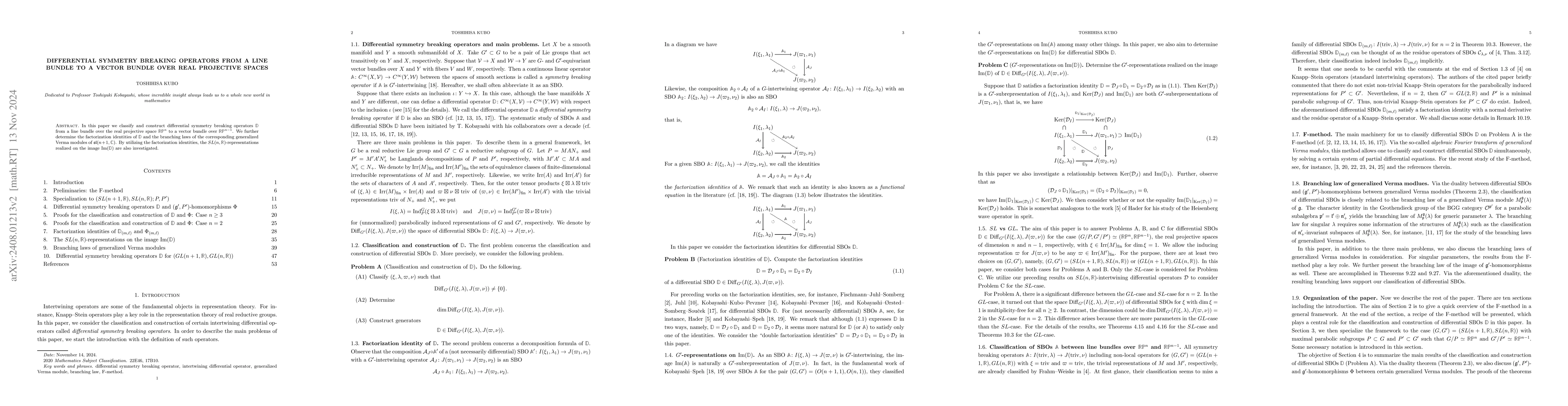 Thumbnail for Differential symmetry breaking operators from a line bundle to a vector
  bundle over real projective spaces