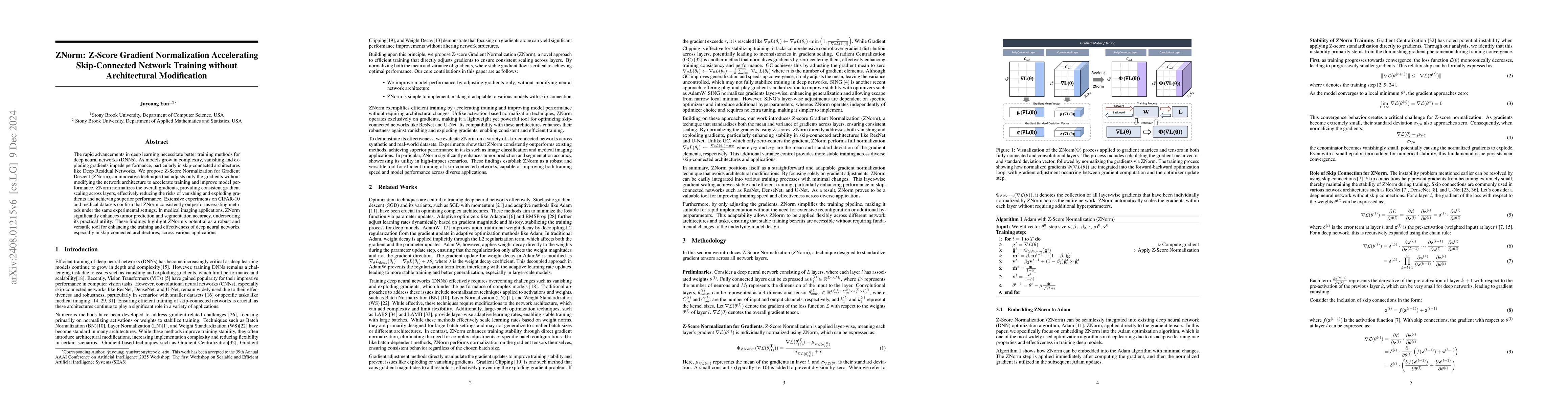 Thumbnail for ZNorm: Z-Score Gradient Normalization for Accelerating Neural Network
  Training