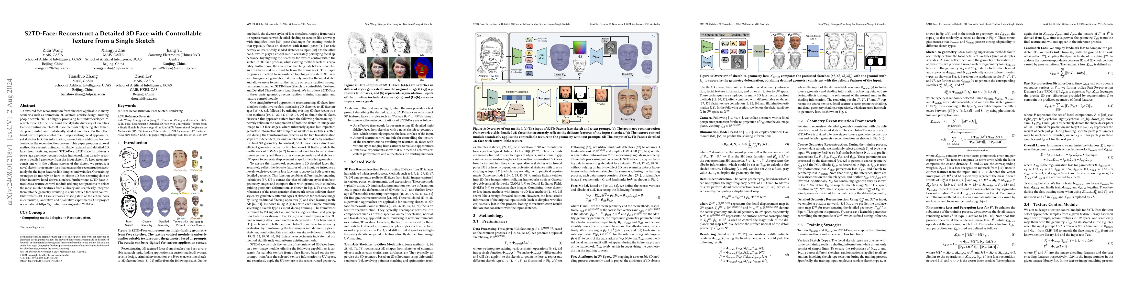 Thumbnail for S2TD-Face: Reconstruct a Detailed 3D Face with Controllable Texture from
  a Single Sketch
