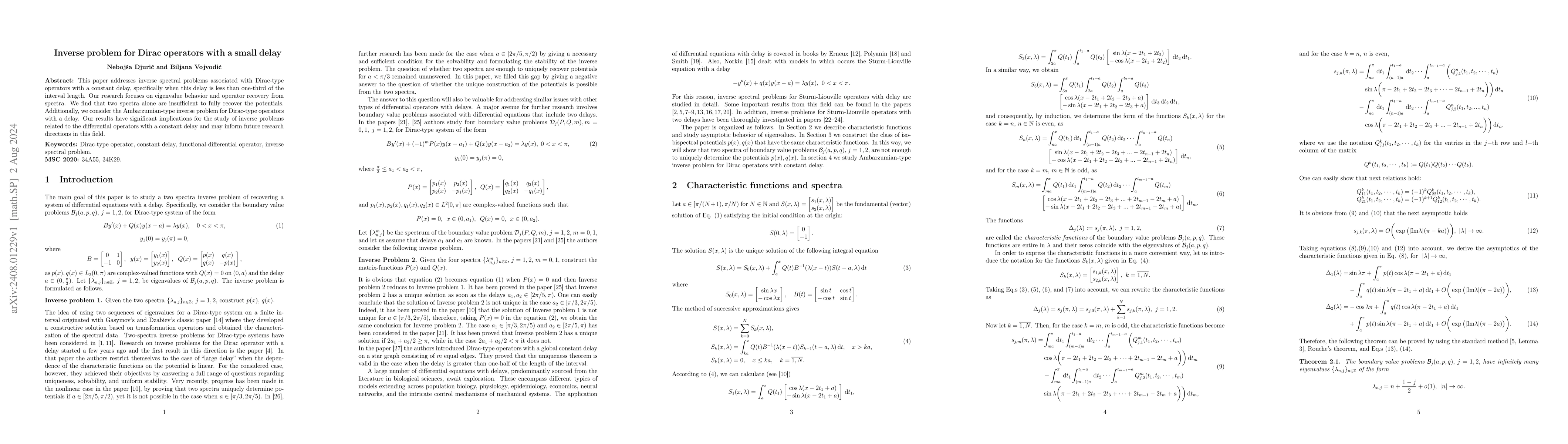 Thumbnail for Inverse problem for Dirac operators with a small delay