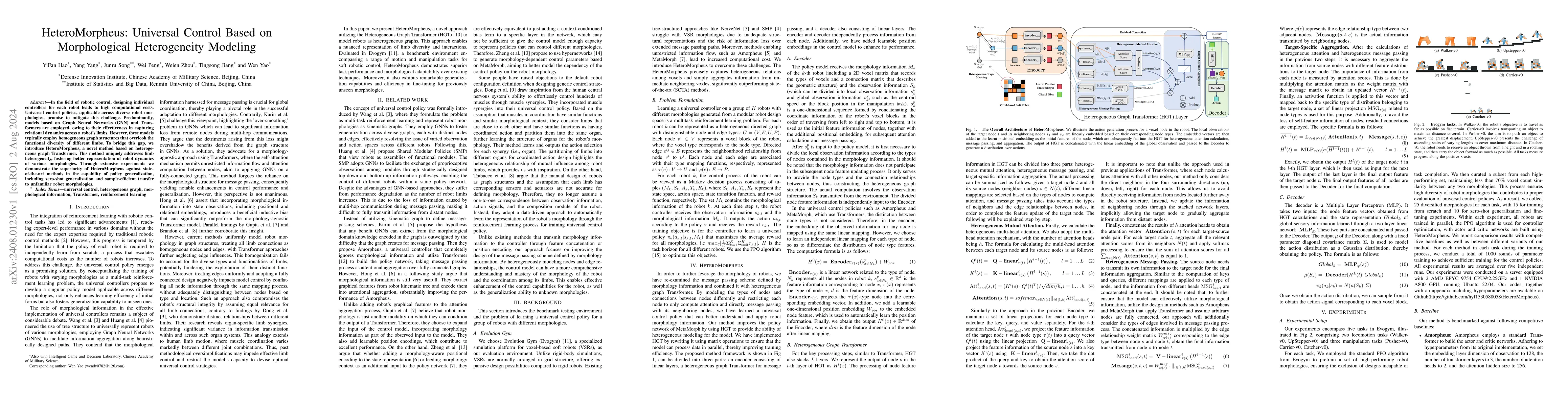 Thumbnail for HeteroMorpheus: Universal Control Based on Morphological Heterogeneity
  Modeling