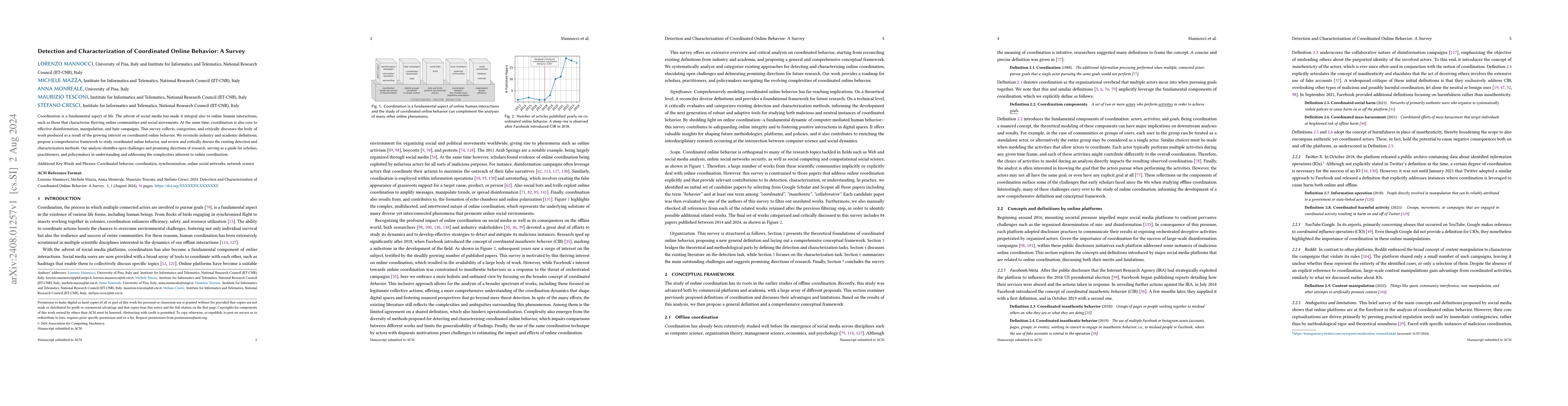 Thumbnail for Detection and Characterization of Coordinated Online Behavior: A Survey