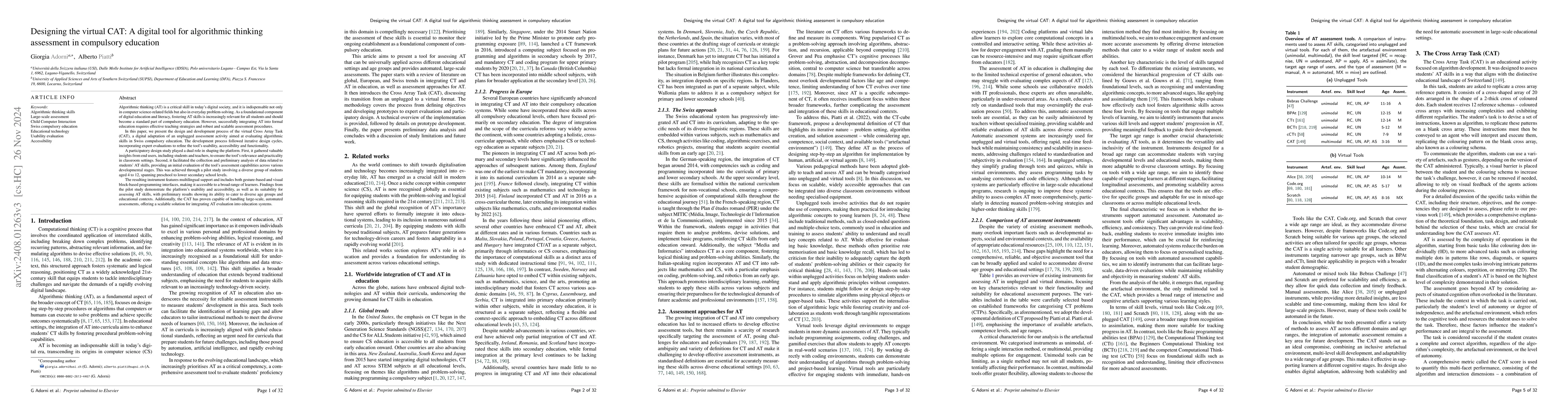 Thumbnail for The virtual CAT: A tool for algorithmic thinking assessment in Swiss
  compulsory education