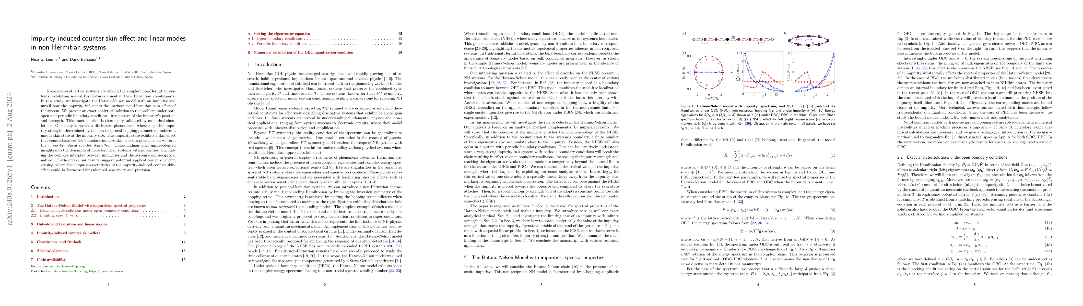 Thumbnail for Impurity-induced counter skin-effect and linear modes in non-Hermitian
  systems