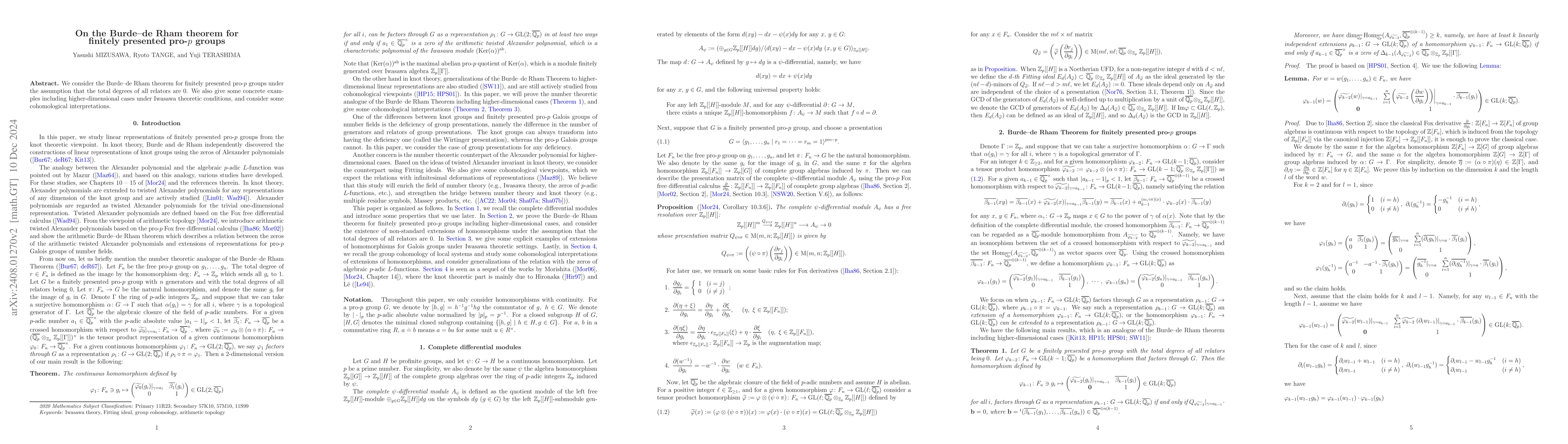 Thumbnail for On the Burde--de Rham theorem for finitely presented pro-$p$ groups