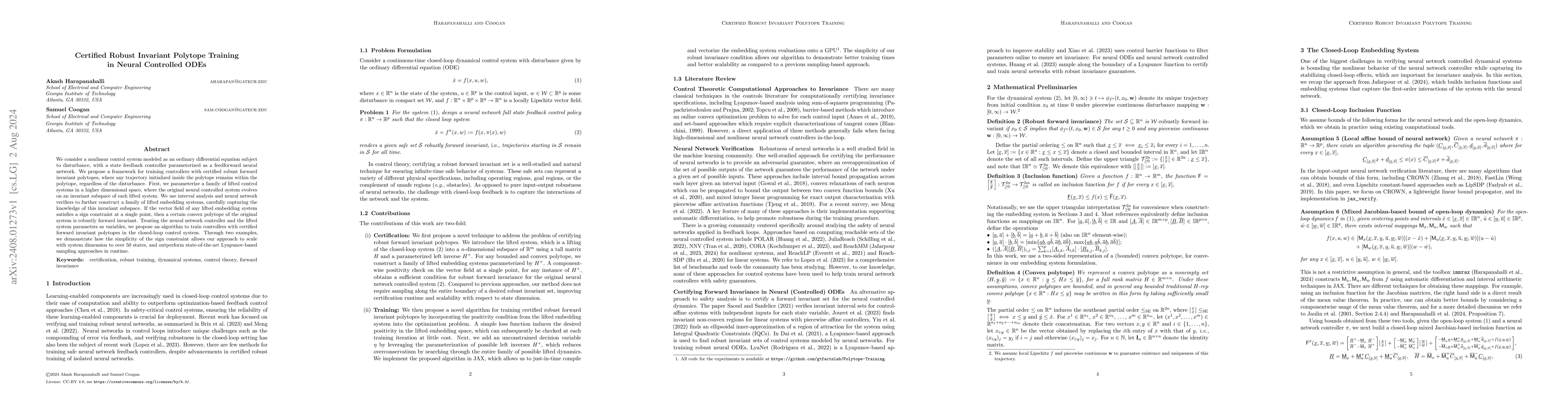 Thumbnail for Certified Robust Invariant Polytope Training in Neural Controlled ODEs