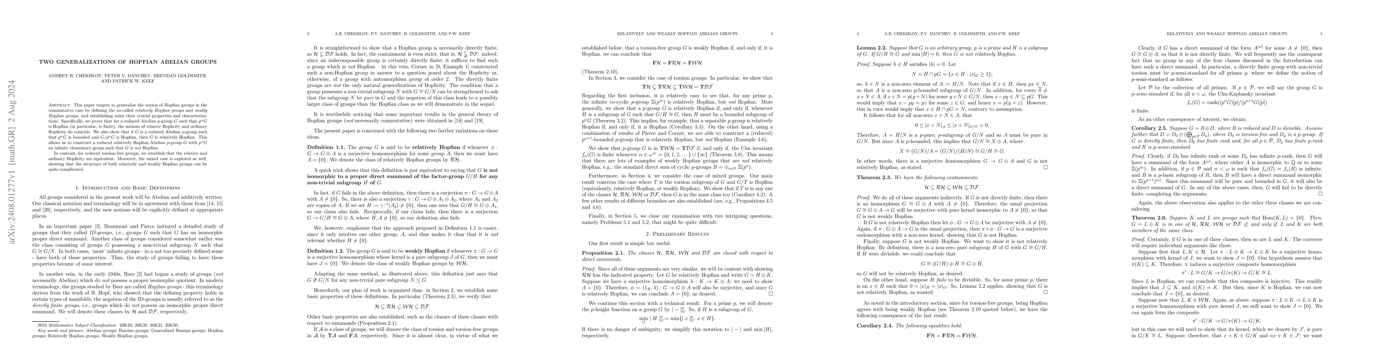 Thumbnail for Two Generalizations of Hopfian Abelian Groups