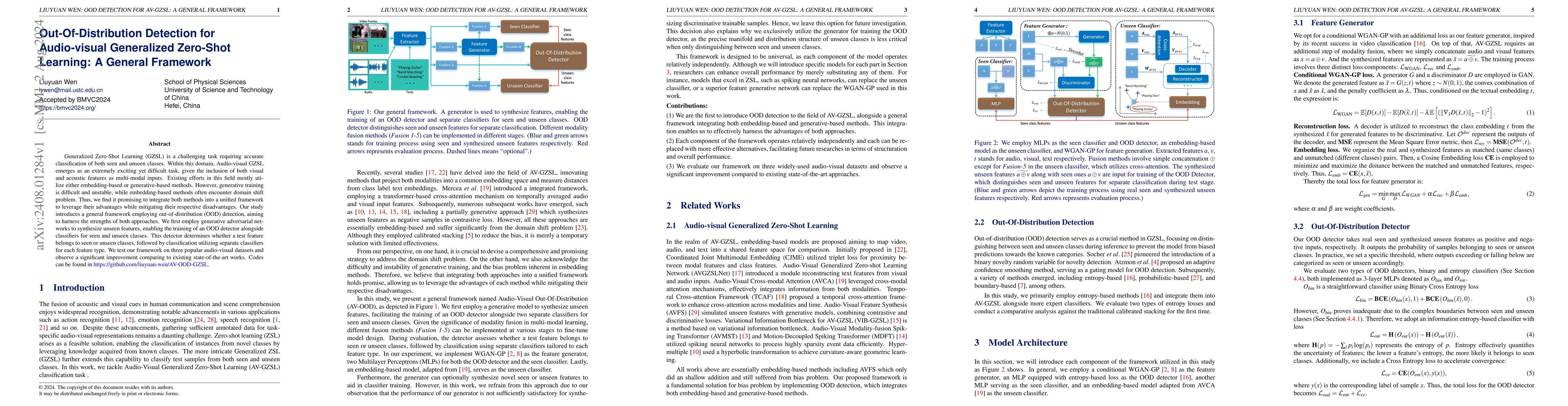 Thumbnail for Out-Of-Distribution Detection for Audio-visual Generalized Zero-Shot
  Learning: A General Framework
