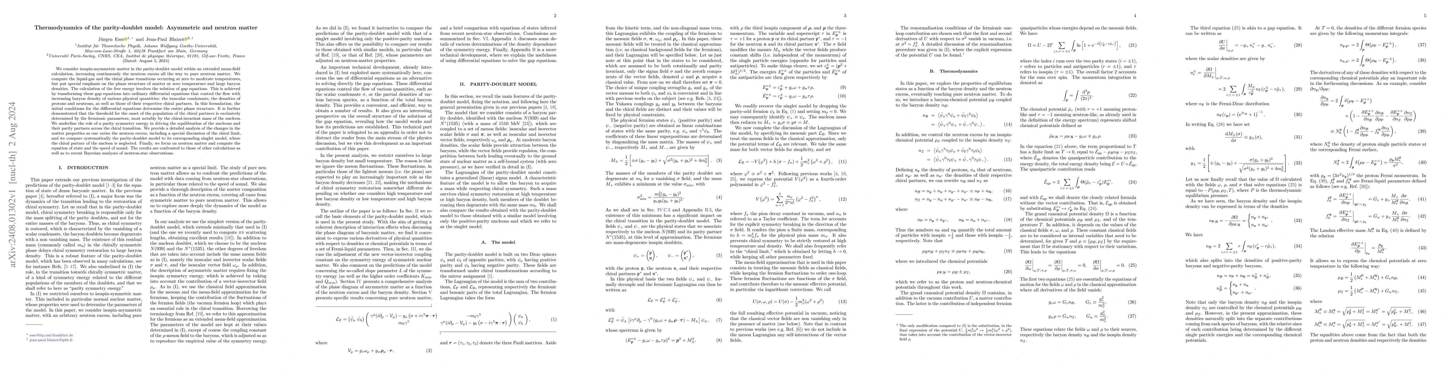 Thumbnail for Thermodynamics of the parity-doublet model: Asymmetric and neutron
  matter