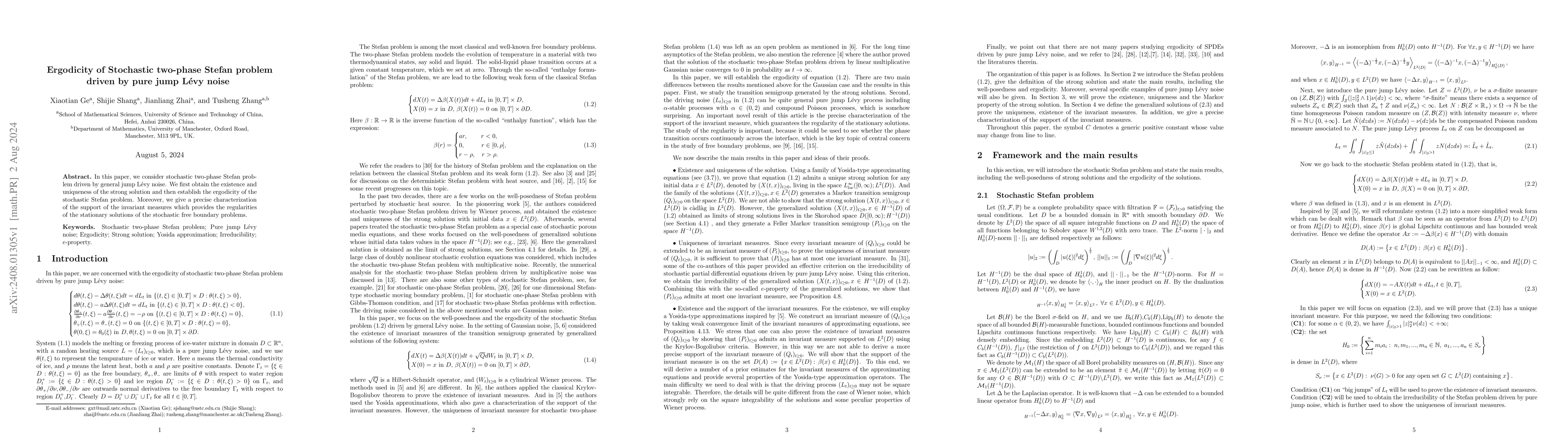 Thumbnail for Ergodicity of Stochastic two-phase Stefan problem driven by pure jump
  Lévy noise