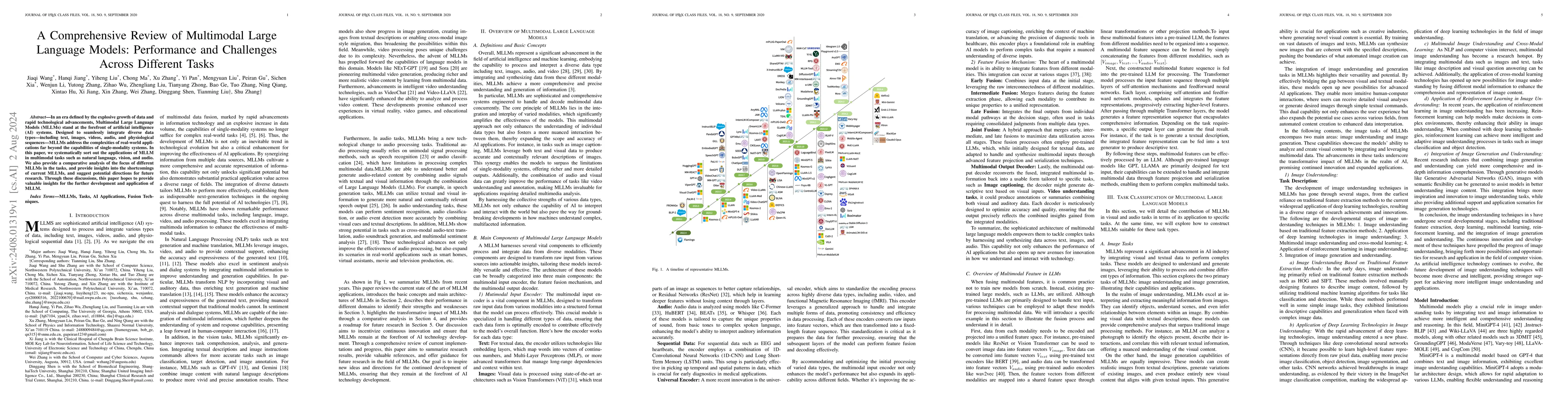 Thumbnail for A Comprehensive Review of Multimodal Large Language Models: Performance
  and Challenges Across Different Tasks