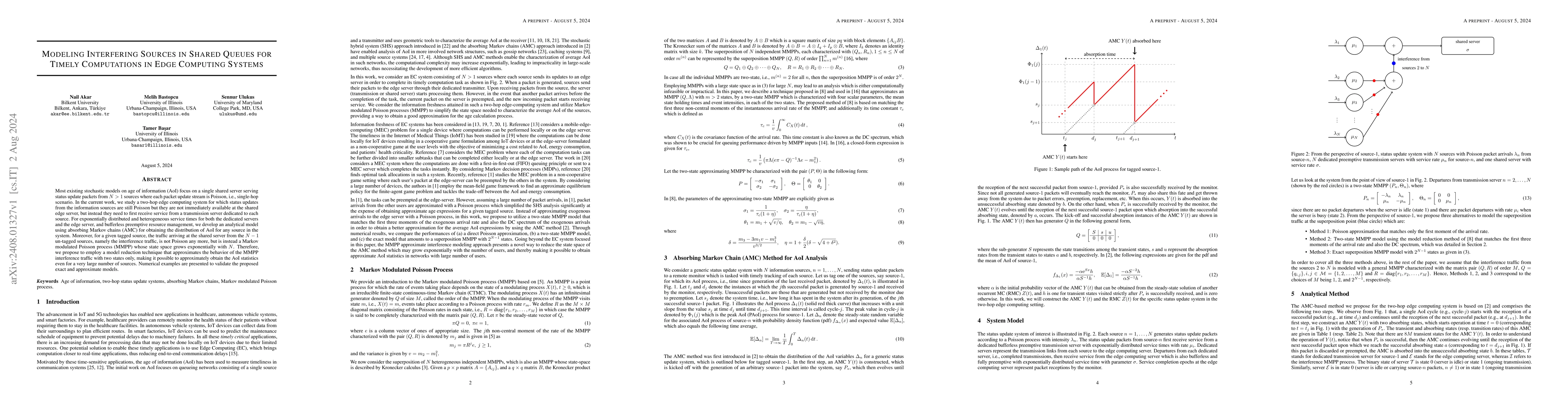 Thumbnail for Modeling Interfering Sources in Shared Queues for Timely Computations in
  Edge Computing Systems