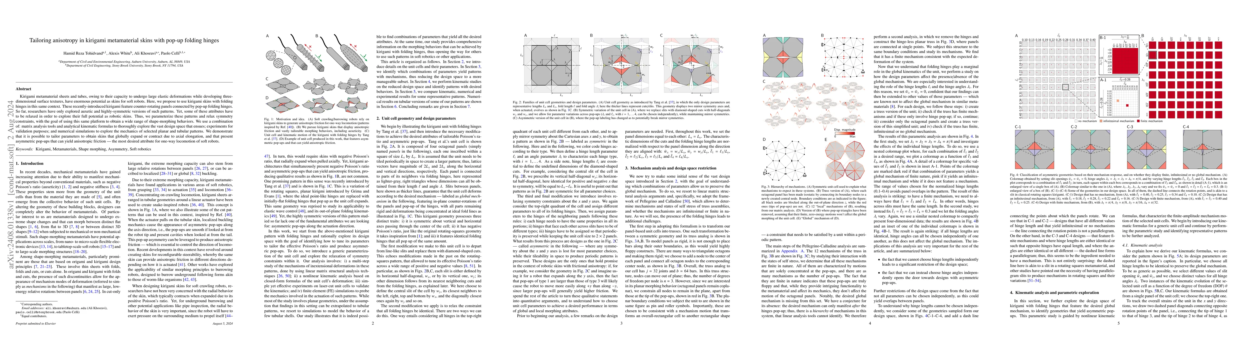 Thumbnail for Tailoring anisotropy in kirigami metamaterial skins with pop-up folding
  hinges