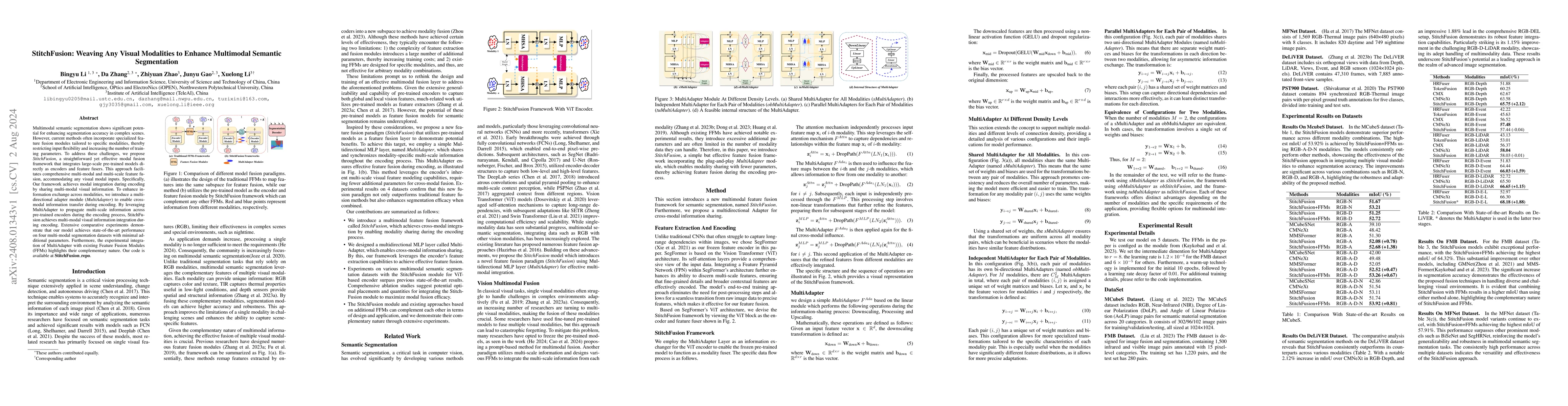 Thumbnail for StitchFusion: Weaving Any Visual Modalities to Enhance Multimodal
  Semantic Segmentation