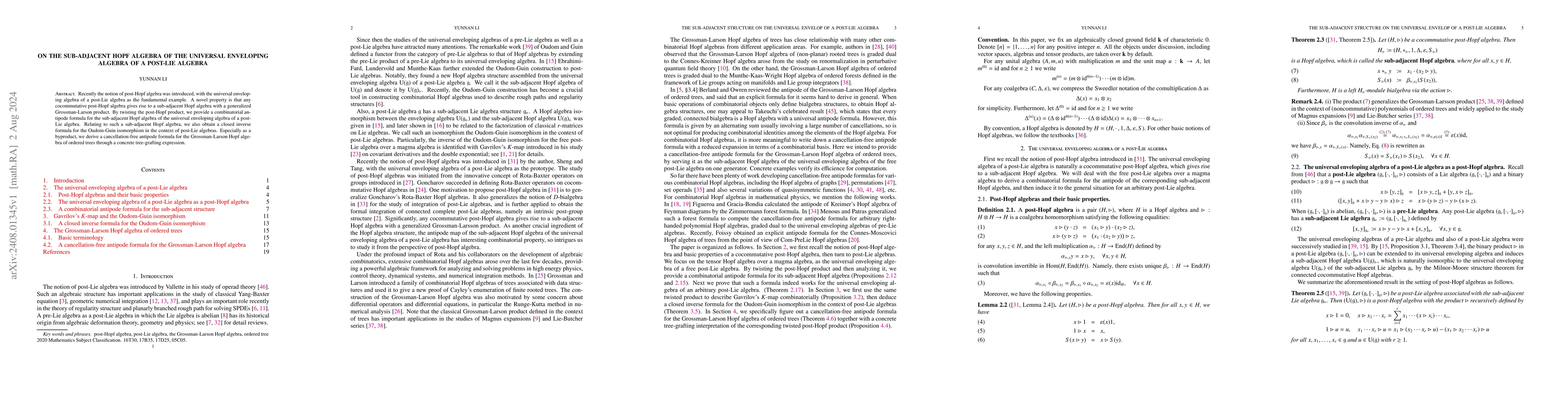 Thumbnail for On the sub-adjacent Hopf algebra of the universal enveloping algebra of
  a post-Lie algebra