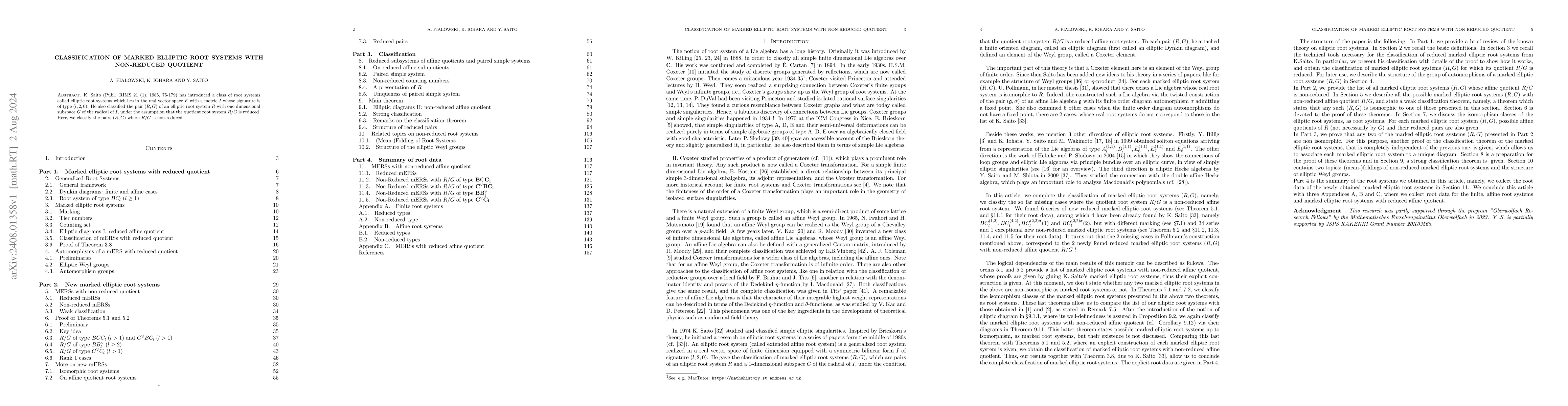 Thumbnail for Classification of marked elliptic root systems with non-reduced quotient