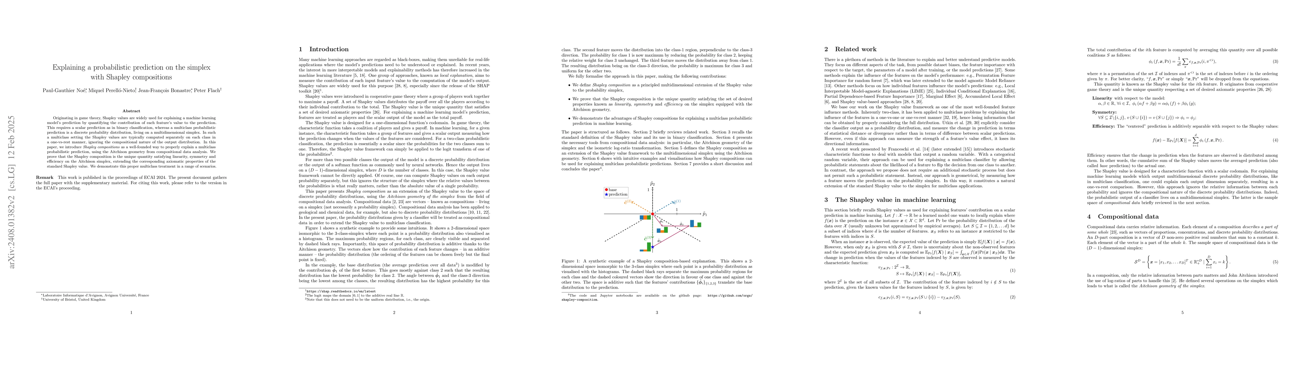 Thumbnail for Explaining a probabilistic prediction on the simplex with Shapley
  compositions