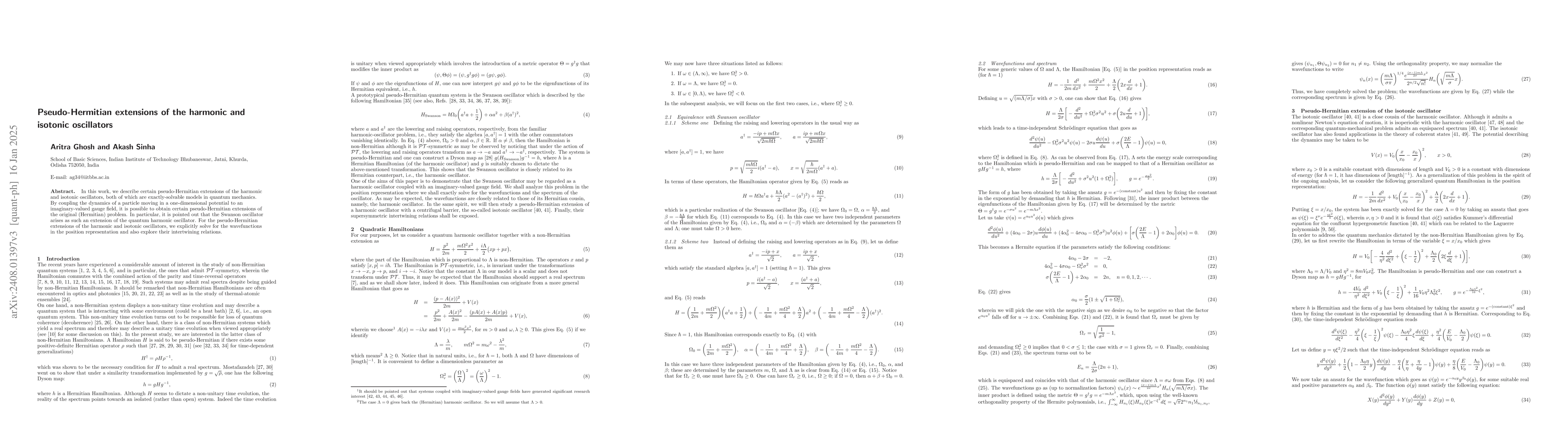 Thumbnail for Pseudo-Hermitian extensions of the harmonic and isotonic oscillators