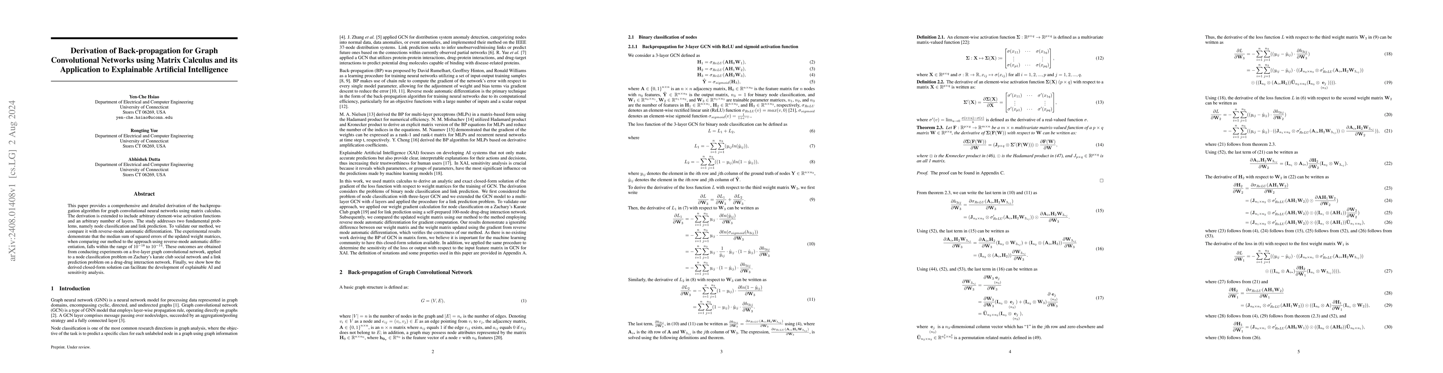 Thumbnail for Derivation of Back-propagation for Graph Convolutional Networks using
  Matrix Calculus and its Application to Explainable Artificial Intelligence