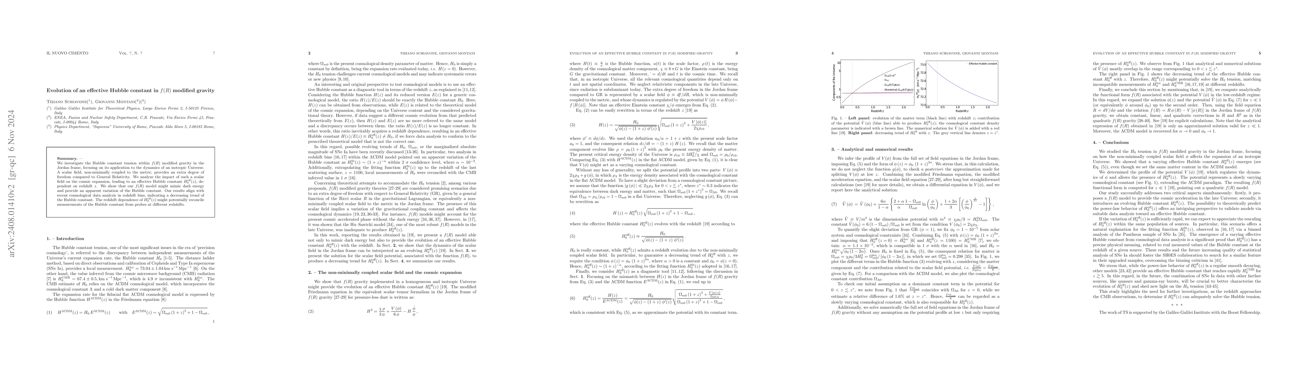 Thumbnail for Evolution of an effective Hubble constant in $f(R)$ modified gravity
