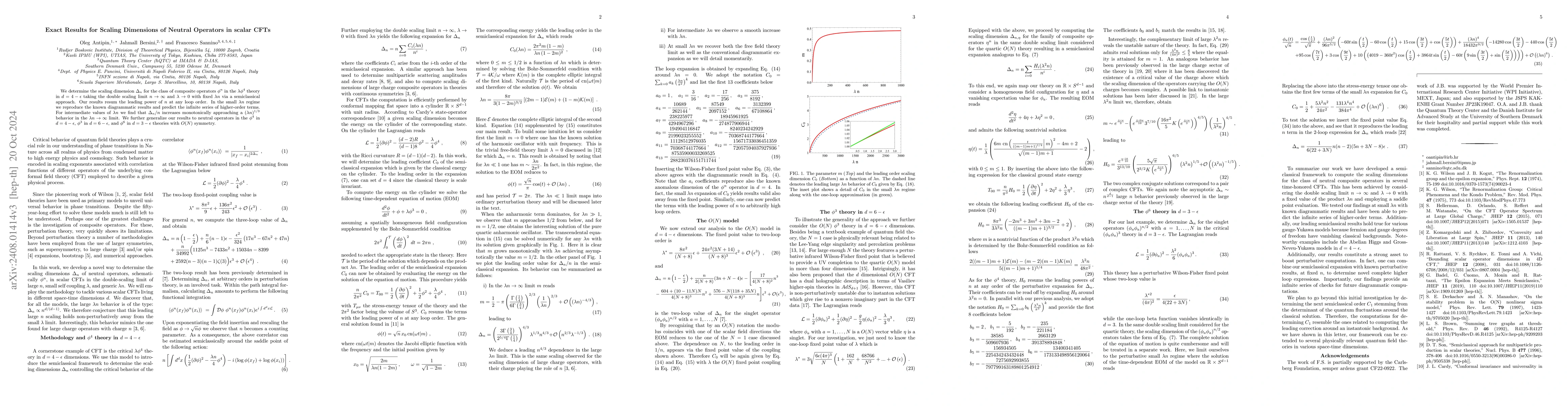 Thumbnail for Exact Results for Scaling Dimensions of Neutral Operators in scalar CFTs