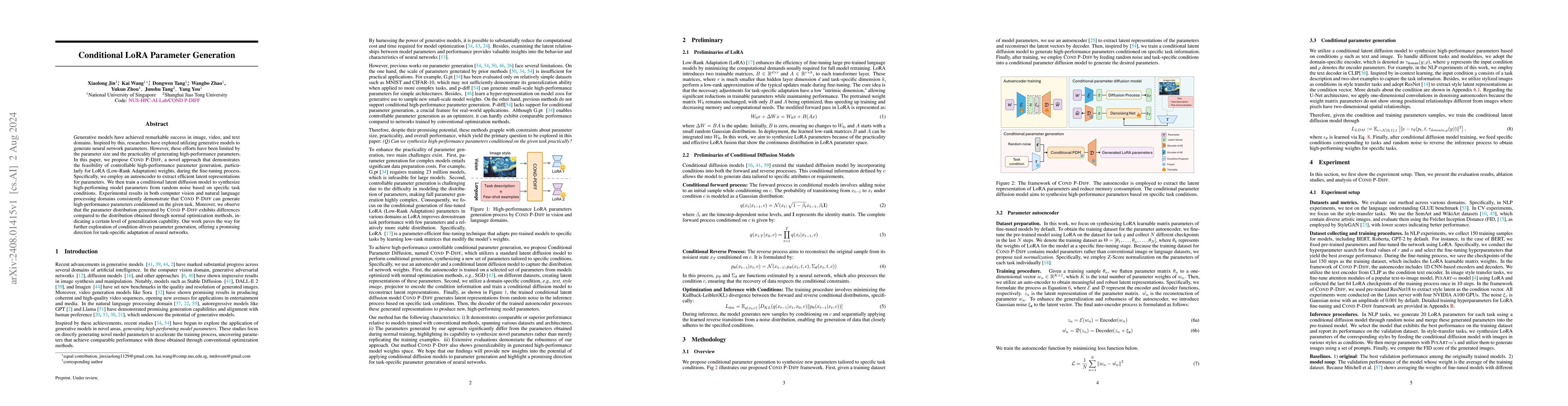 Thumbnail for Conditional LoRA Parameter Generation