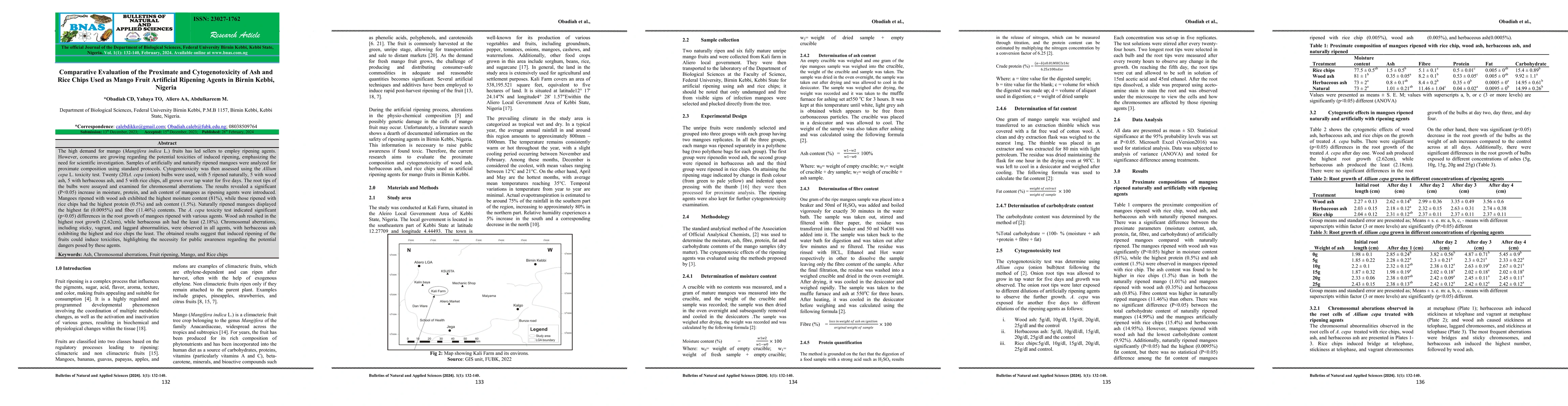 Thumbnail for Comparative Evaluation of the Proximate and Cytogenotoxicity of Ash and
  Rice Chips Used as Mango Fruit Artificial Ripening Agents in Birnin Kebbi,
  Nigeria