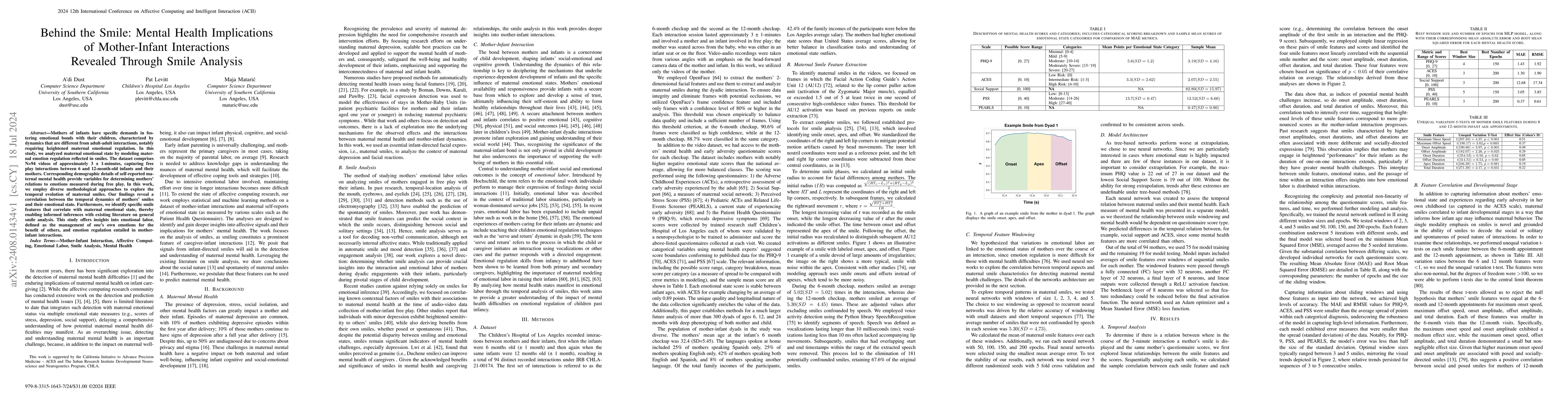 Thumbnail for Behind the Smile: Mental Health Implications of Mother-Infant
  Interactions Revealed Through Smile Analysis