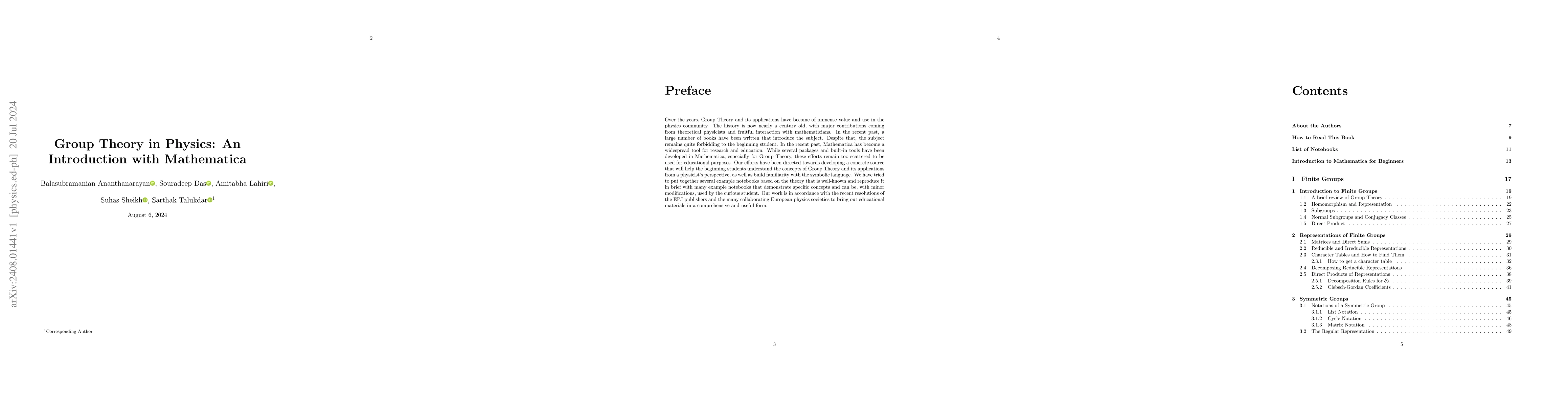 Thumbnail for Group Theory in Physics: An Introduction with Mathematica