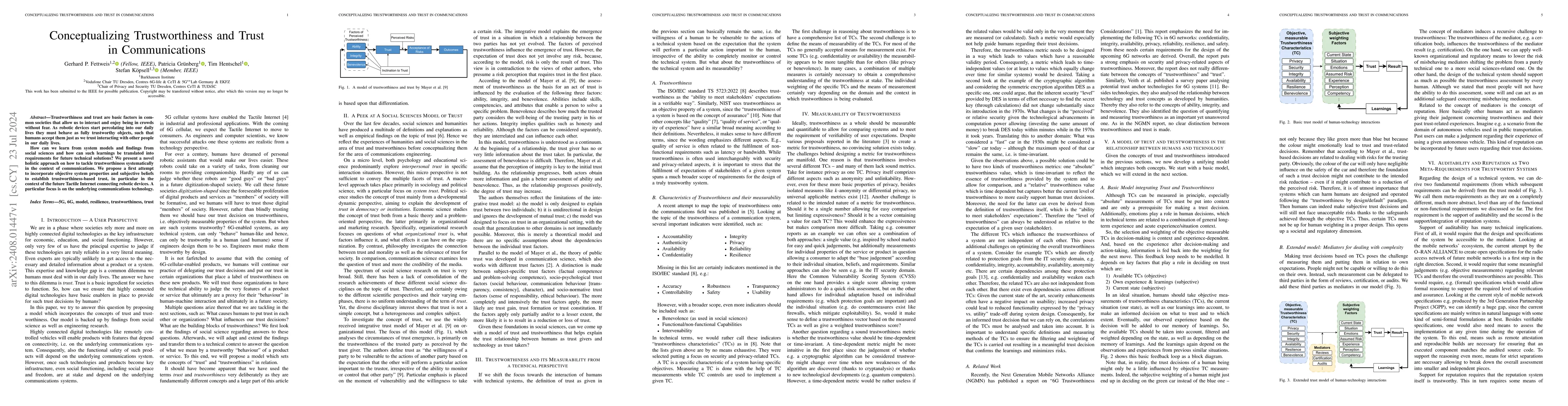 Thumbnail for Conceptualizing Trustworthiness and Trust in Communications