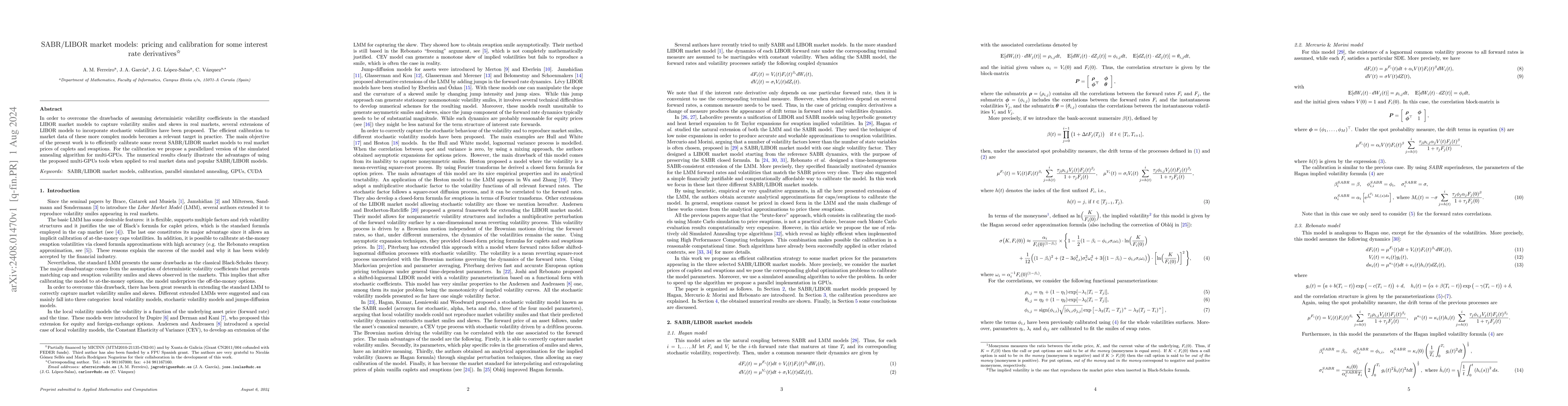 Thumbnail for SABR/LIBOR market models: pricing and calibration for some interest rate
  derivatives