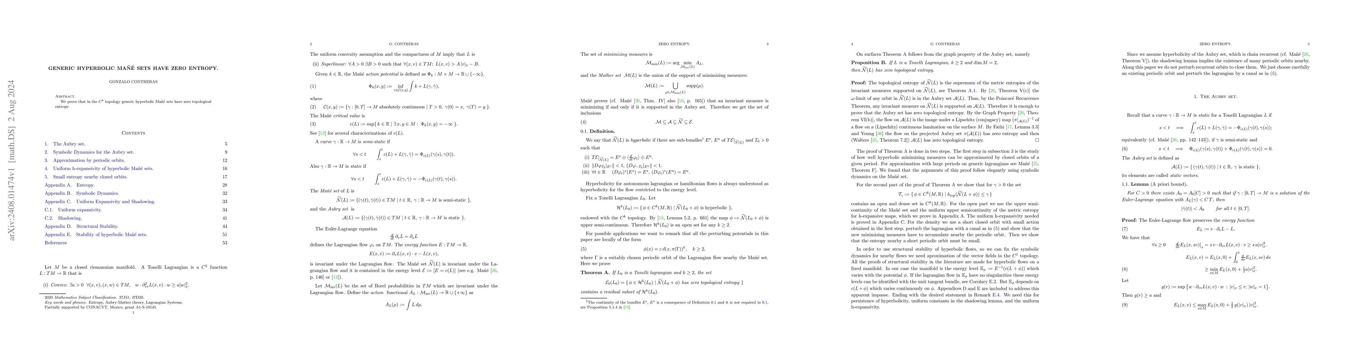 Thumbnail for Generic hyperbolic Mañé sets have zero entropy