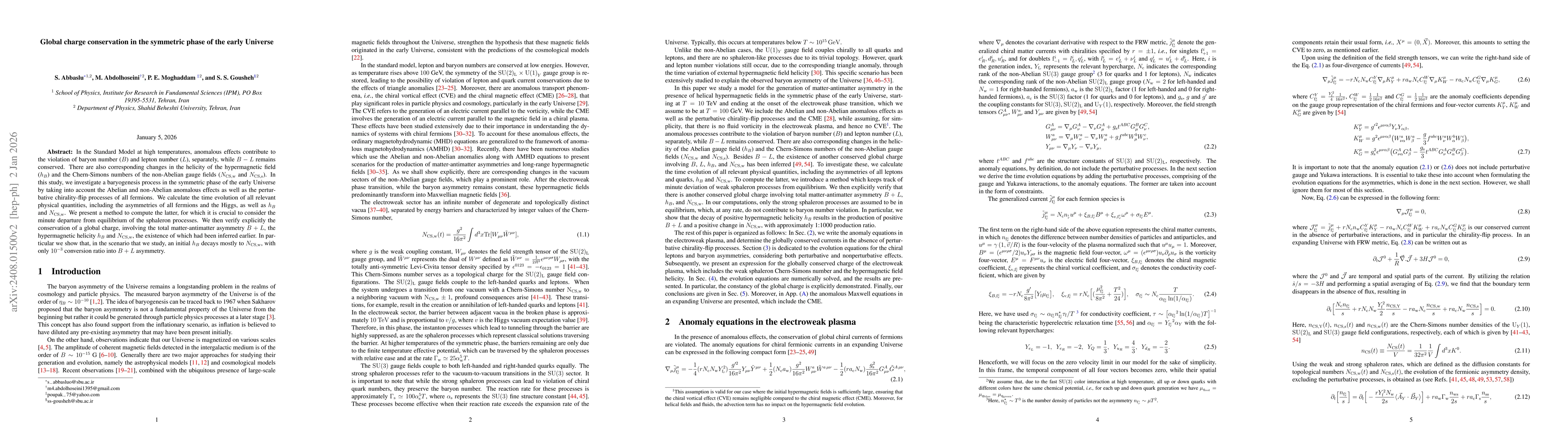 Thumbnail for Global charge conservation in the symmetric phase of the early Universe