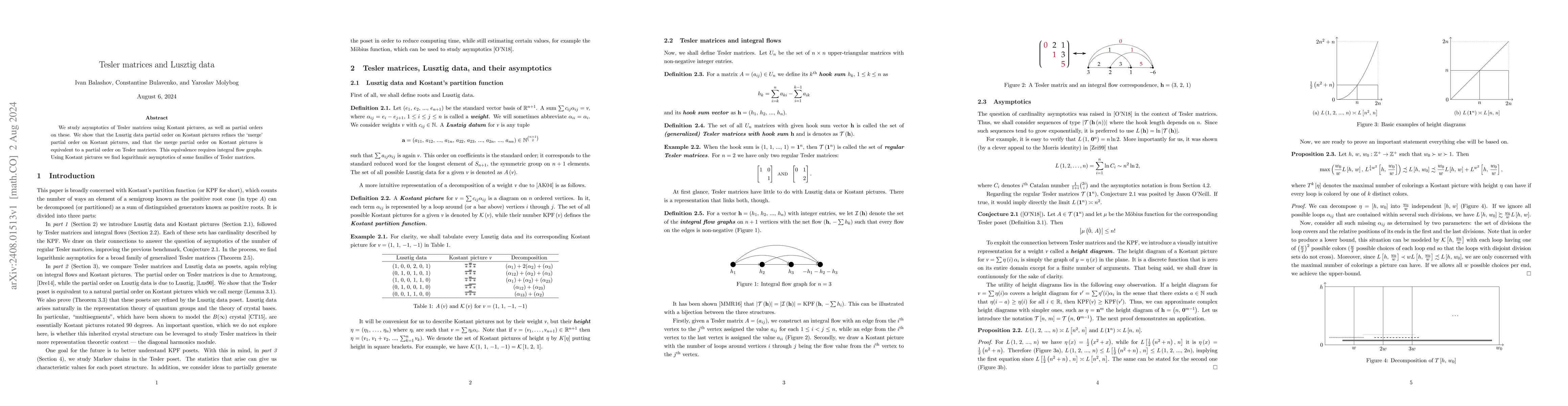 Thumbnail for Tesler matrices and Lusztig data