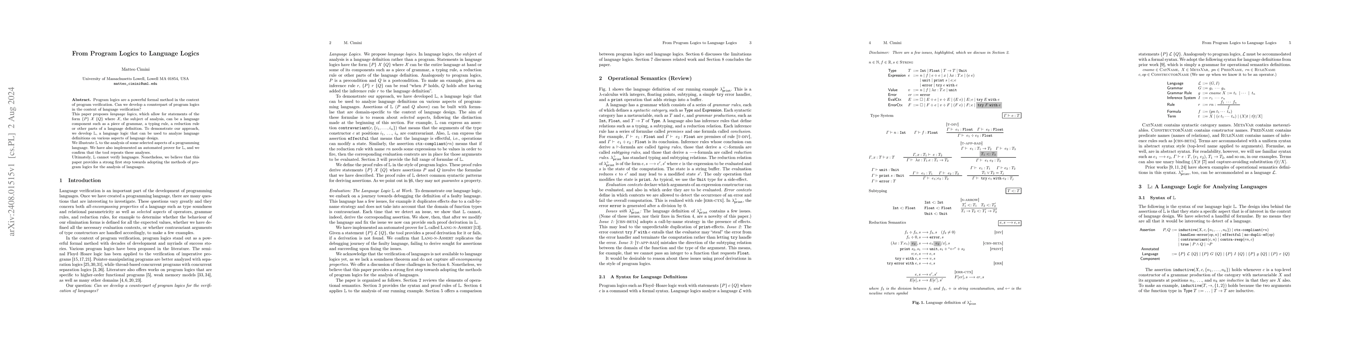 Thumbnail for From Program Logics to Language Logics
