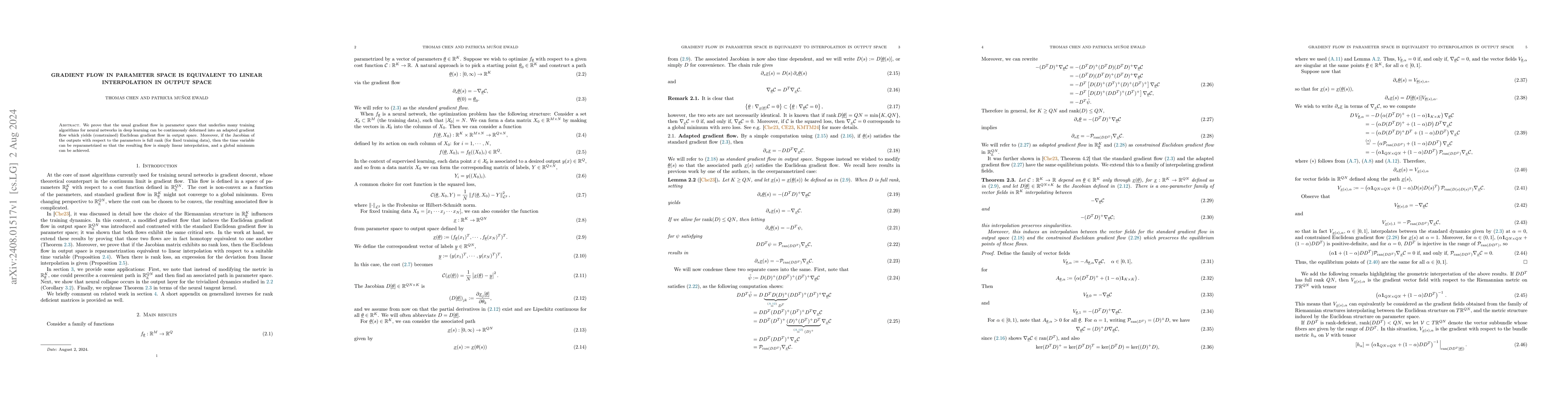 Thumbnail for Gradient flow in parameter space is equivalent to linear interpolation
  in output space