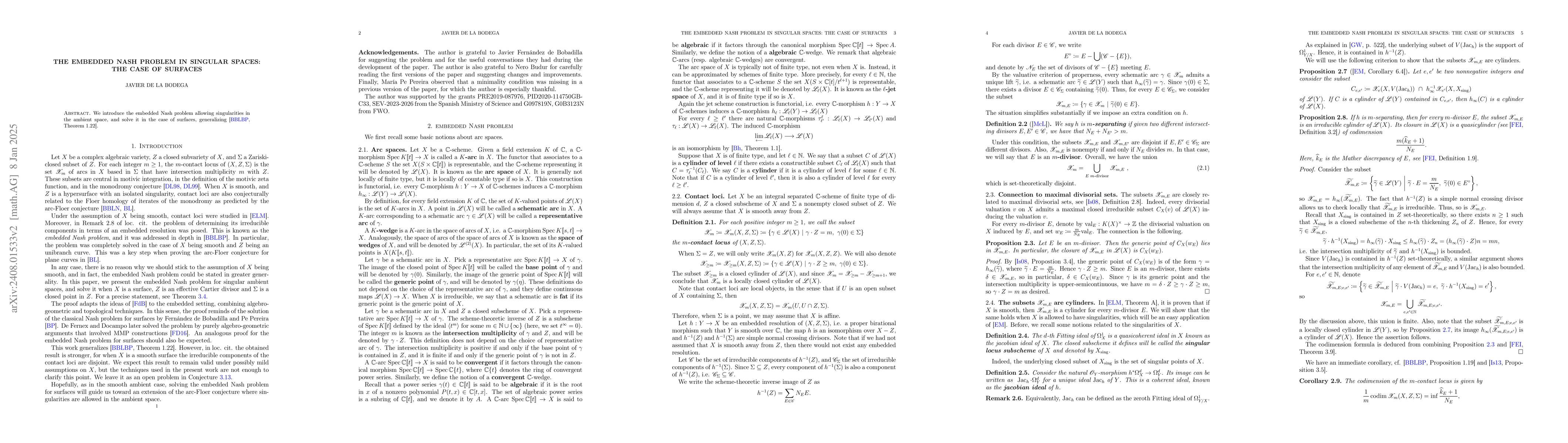 Thumbnail for The embedded Nash problem on singular spaces: the case of surfaces