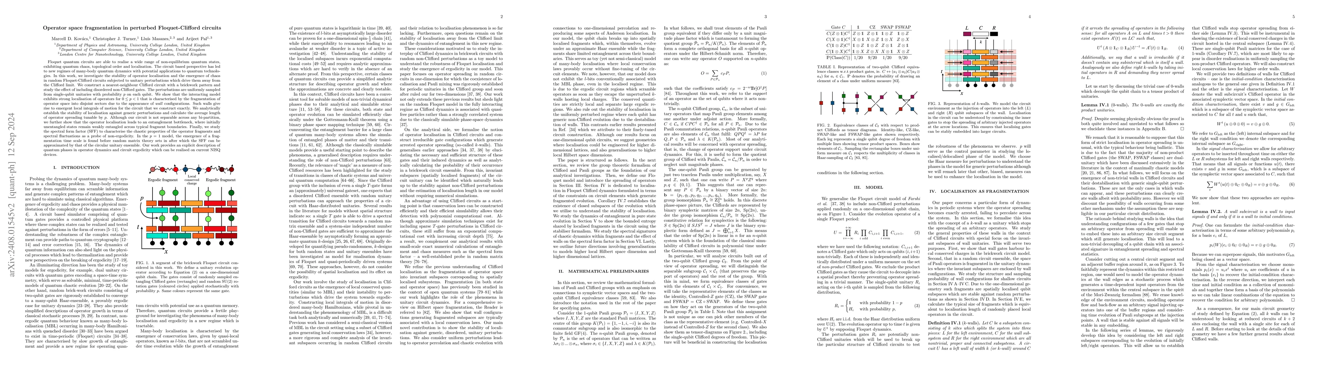 Thumbnail for Operator space fragmentation in perturbed Floquet-Clifford circuits