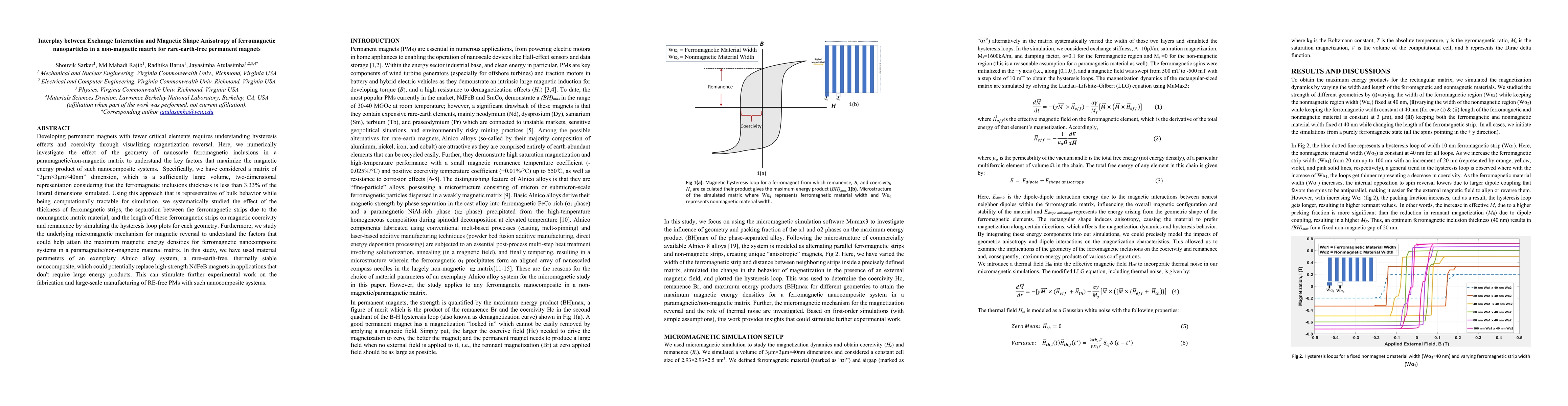 Thumbnail for Interplay between Exchange Interaction and Magnetic Shape Anisotropy of
  ferromagnetic nanoparticles in a non-magnetic matrix for rare-earth-free
  permanent magnets