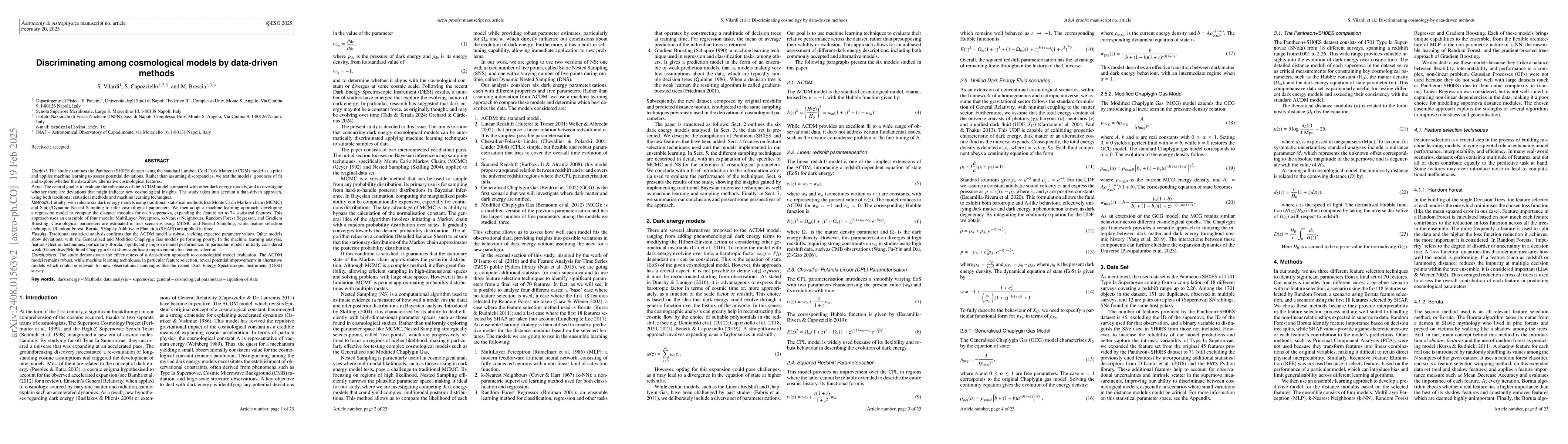 Thumbnail for Discriminating among cosmological models by data-driven methods