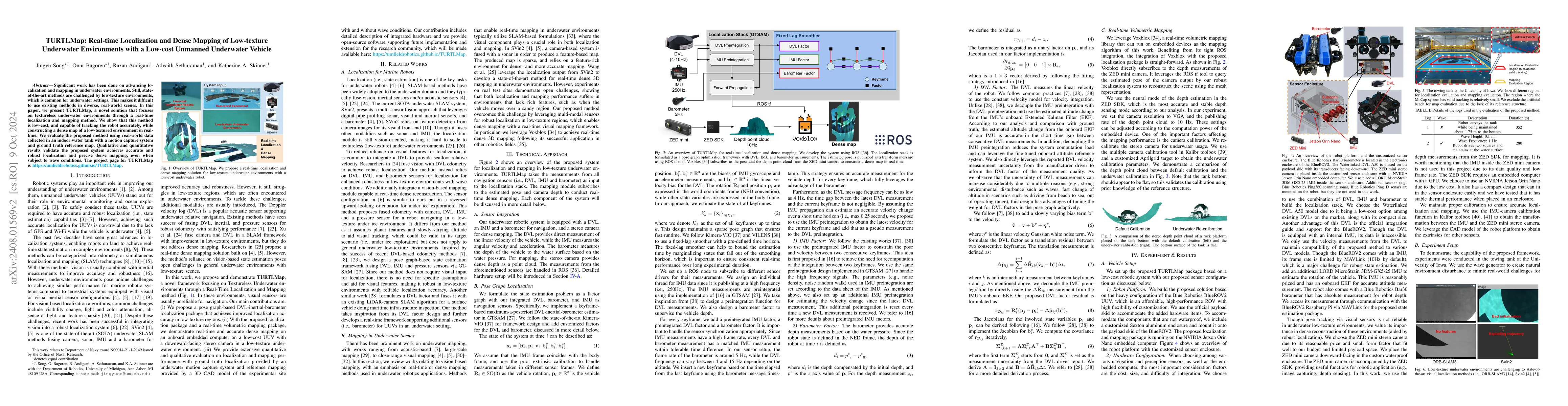 Thumbnail for TURTLMap: Real-time Localization and Dense Mapping of Low-texture
  Underwater Environments with a Low-cost Unmanned Underwater Vehicle