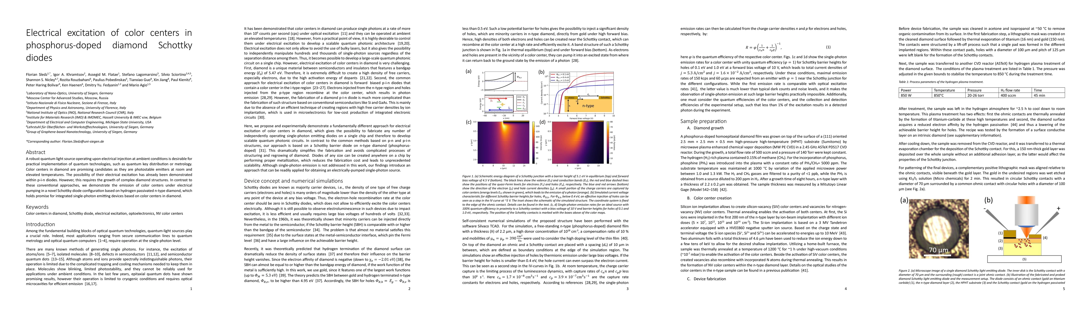 Thumbnail for Electrical excitation of color centers in phosphorus-doped diamond
  Schottky diodes