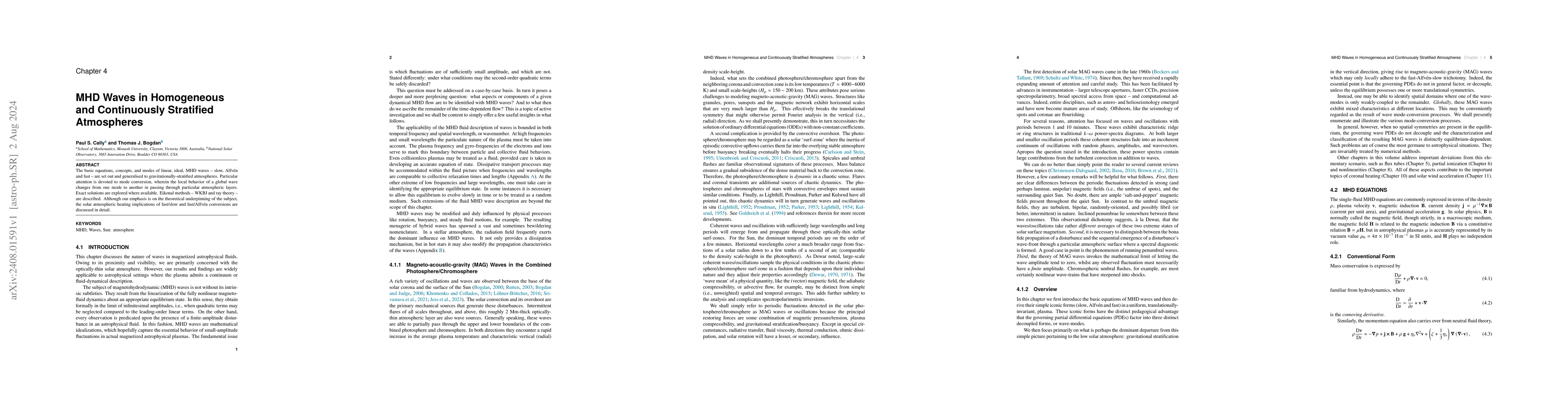 Thumbnail for MHD waves in homogeneous and continuously stratified atmospheres