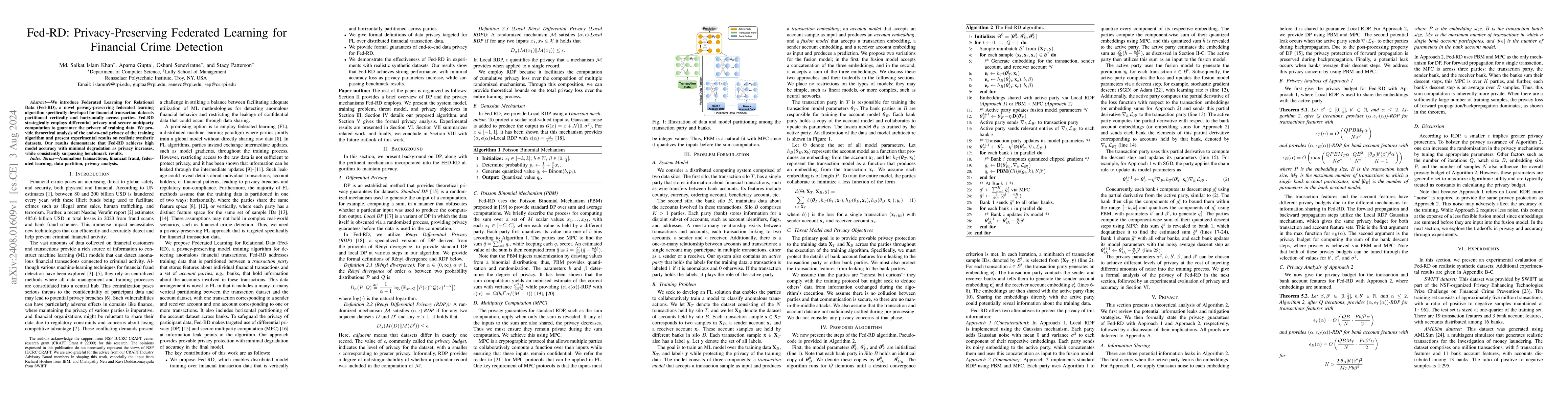 Thumbnail for Fed-RD: Privacy-Preserving Federated Learning for Financial Crime
  Detection
