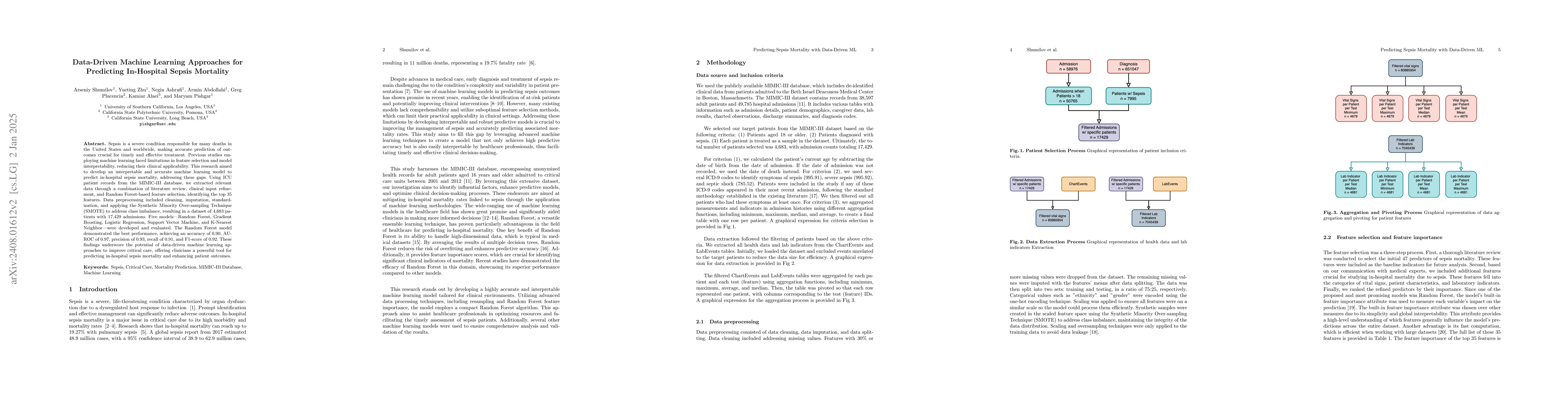 Thumbnail for Data-Driven Machine Learning Approaches for Predicting In-Hospital
  Sepsis Mortality