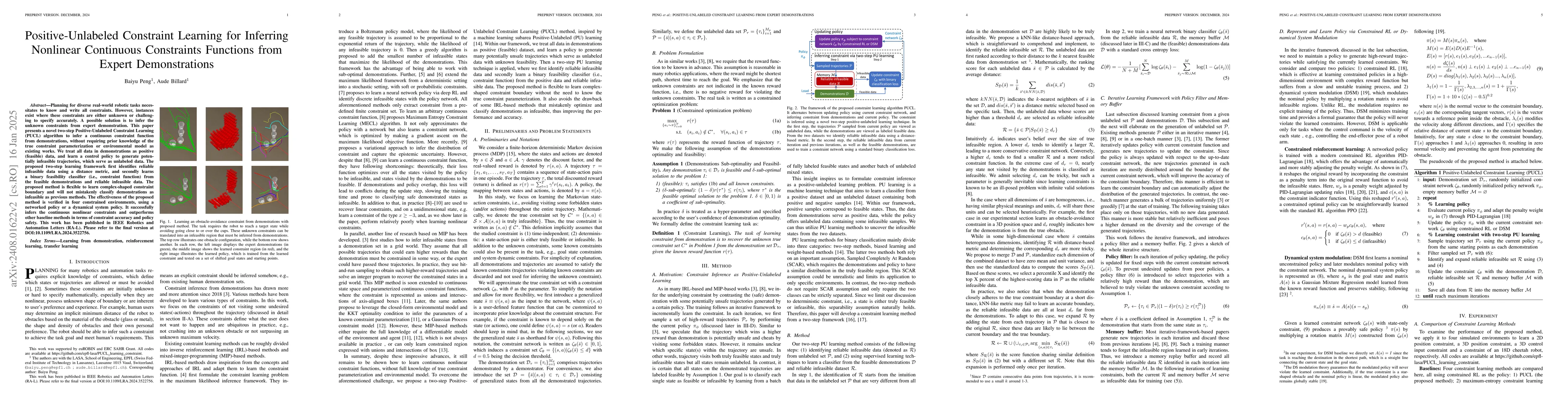 Thumbnail for Positive-Unlabeled Constraint Learning (PUCL) for Inferring Nonlinear
  Continuous Constraints Functions from Expert Demonstrations