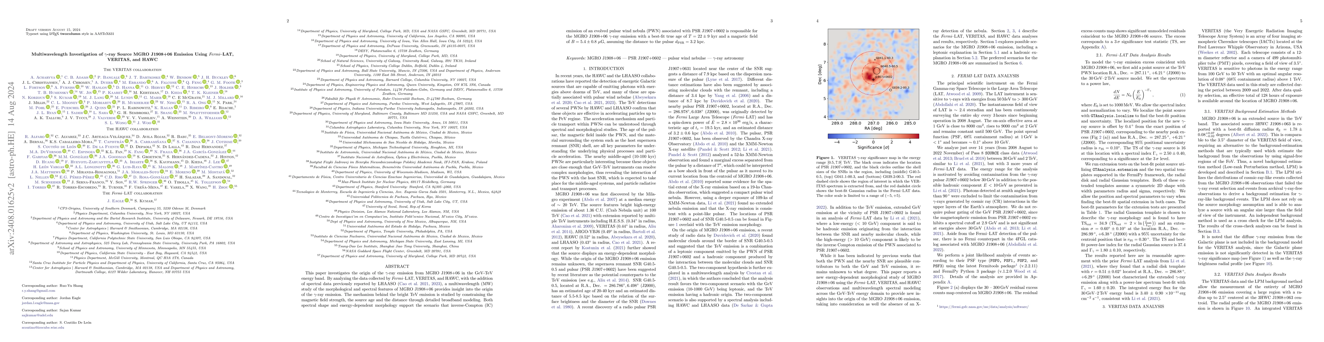 Thumbnail for Multiwavelength Investigation of $γ$-ray Source MGRO J1908+06
  Emission Using Fermi-LAT, VERITAS, and HAWC