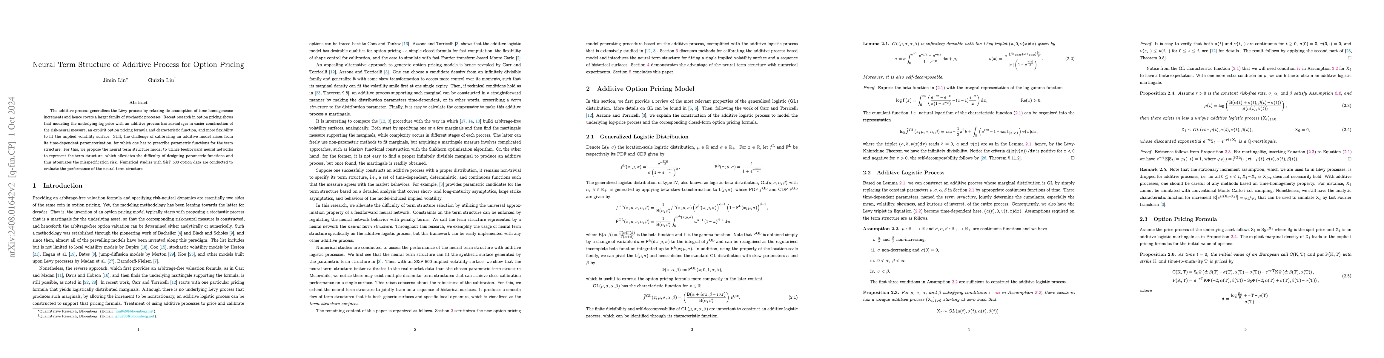 Thumbnail for Neural Term Structure of Additive Process for Option Pricing